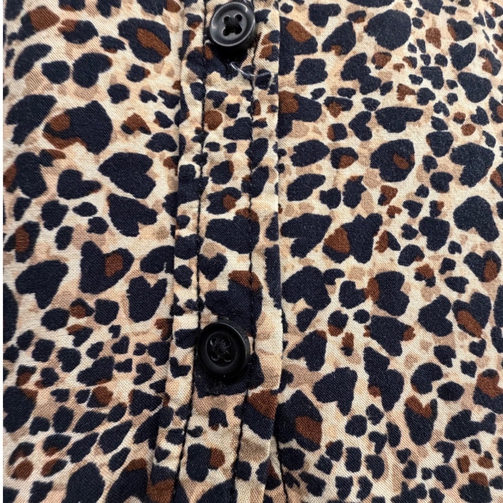 Beachlunchlounge Leopard Print Button Down Shirt Viscose Animal Print Tan Black - Picture 3 of 7